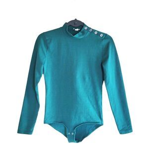 J. Crew Womens Top Green S Bodysuit Mock Neck One Piece